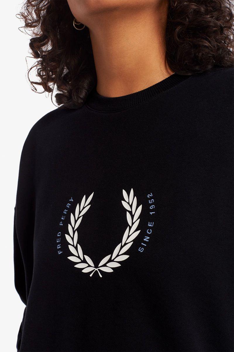 Black Fred Perry Laurel Wreath Women's Sweatshirts | PH 2006QMAZ